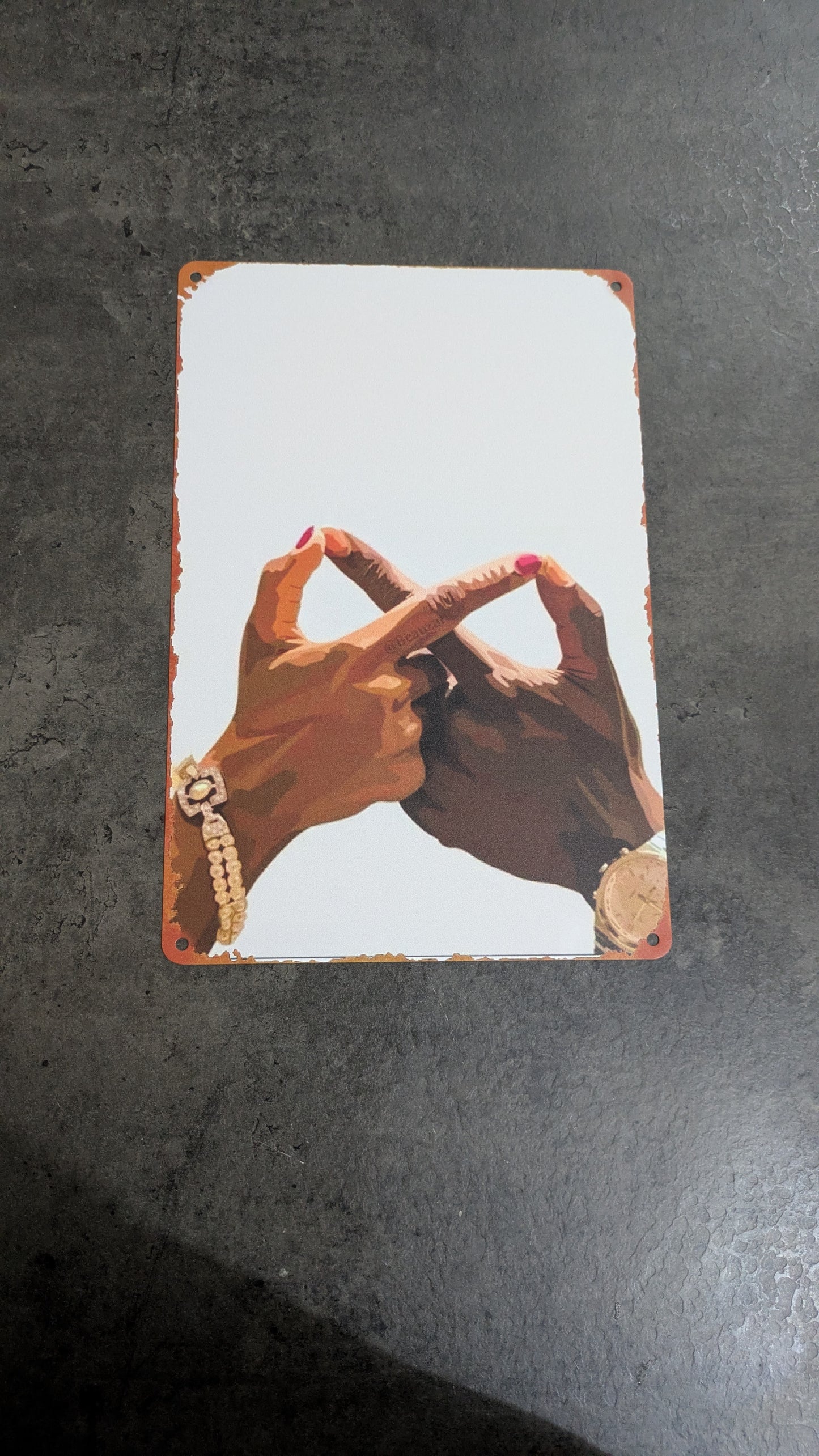 Plaque métal Love Pact 20x30 cm art mural union symbolique design