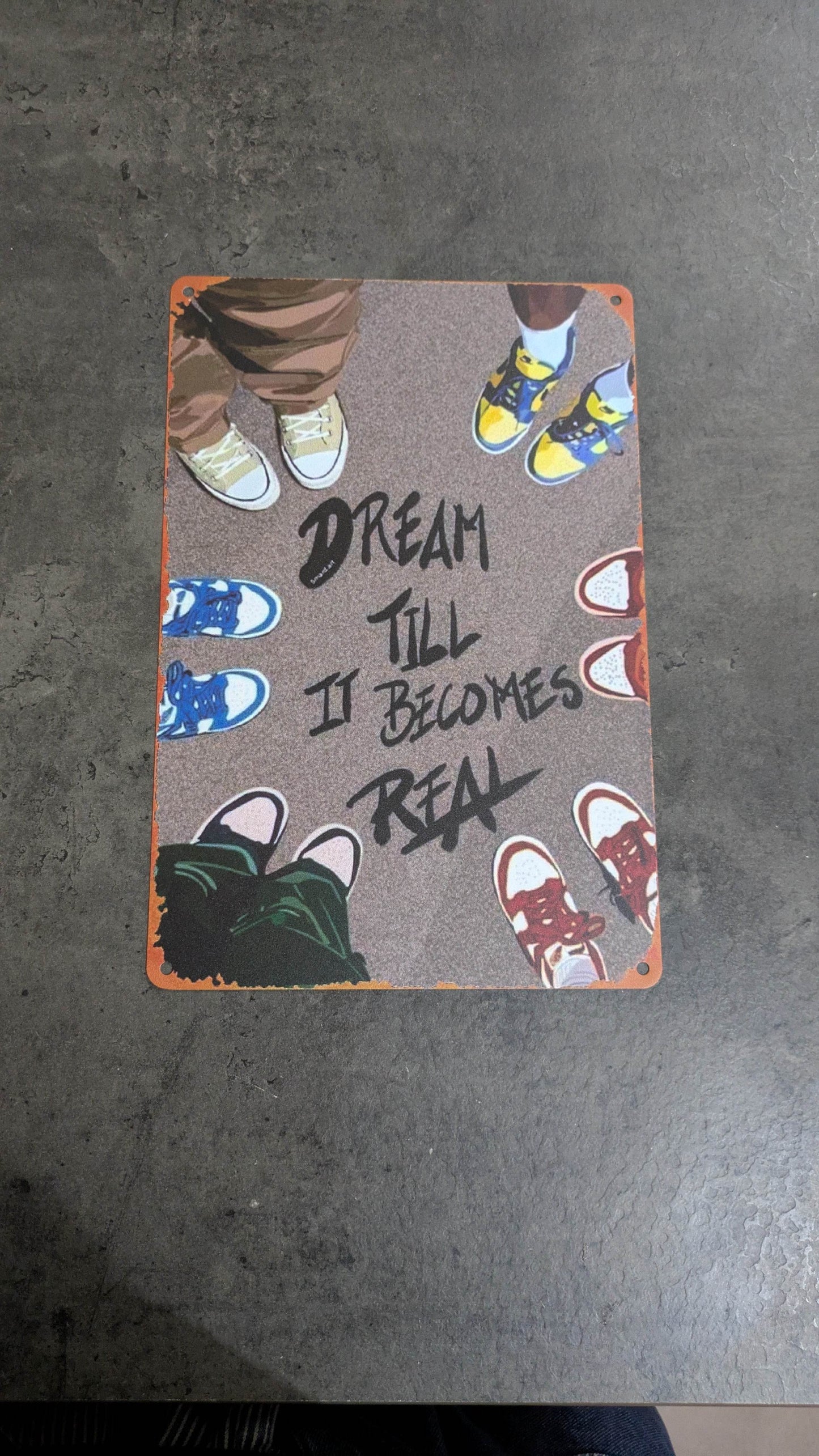 Plaque métal Sneakers 20x30 cm décoration streetwear design urban art