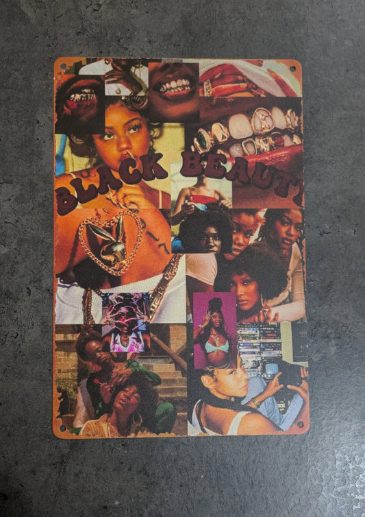 Plaque métal GRILLZ 20x30 cm décoration murale street féminine

