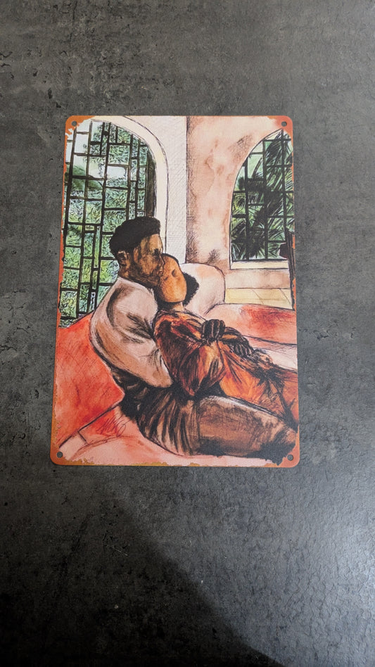 Plaque métal Love and Chill 20x30 cm décoration murale paisible design

