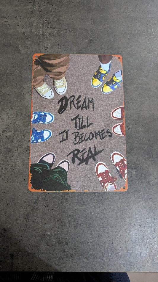 Plaque métal Sneakers 20x30 cm décoration streetwear design urban art
